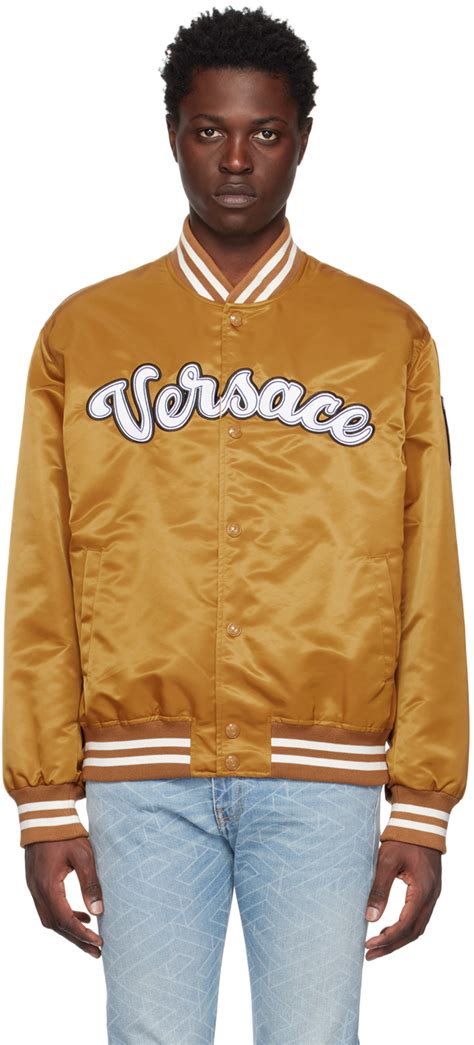 versace bomber jacket black and gold|Versace varsity bomber jacket.